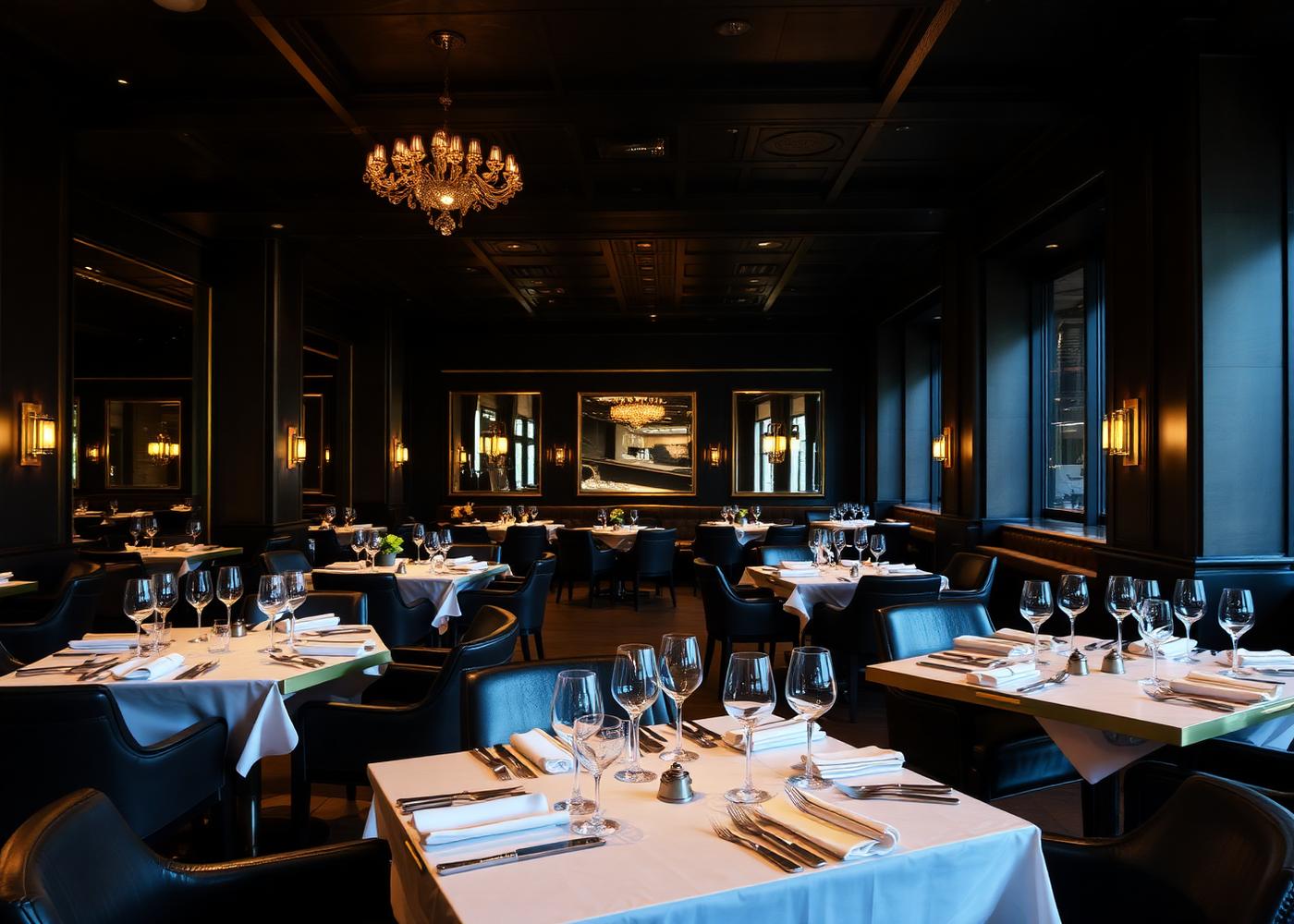 Restaurantzaal met gedekte tafels